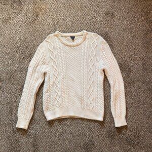 J Crew White Cable Knit Sweater